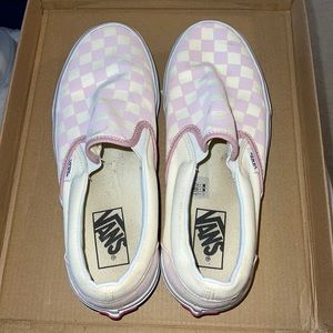 Pink and white checkered vans